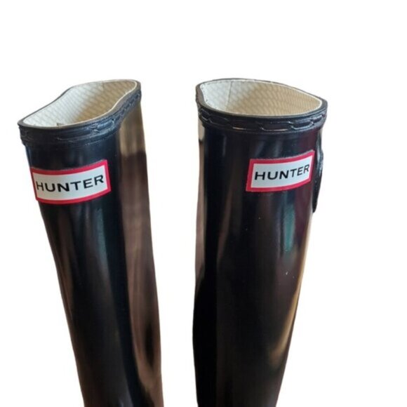 Hunter Original Black High Gloss Boots Size 8M/9F - Picture 7 of 14